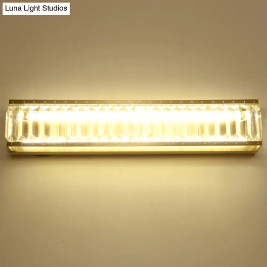 Traditional Crystal Brass Led Wall Lamp: 10/10.5/16-Inch Wide Round/Rectangle Sconce Light For