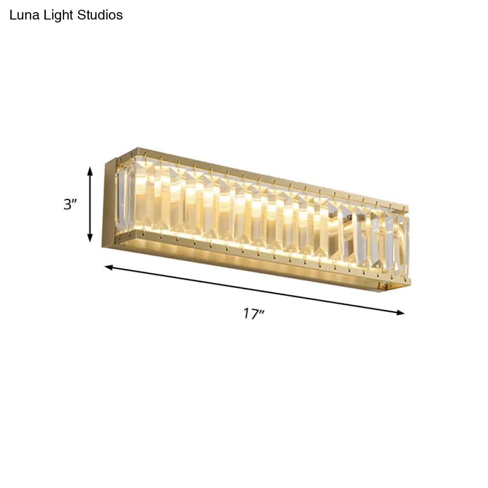 Traditional Crystal Brass Led Wall Lamp: 10/10.5/16-Inch Wide Round/Rectangle Sconce Light For