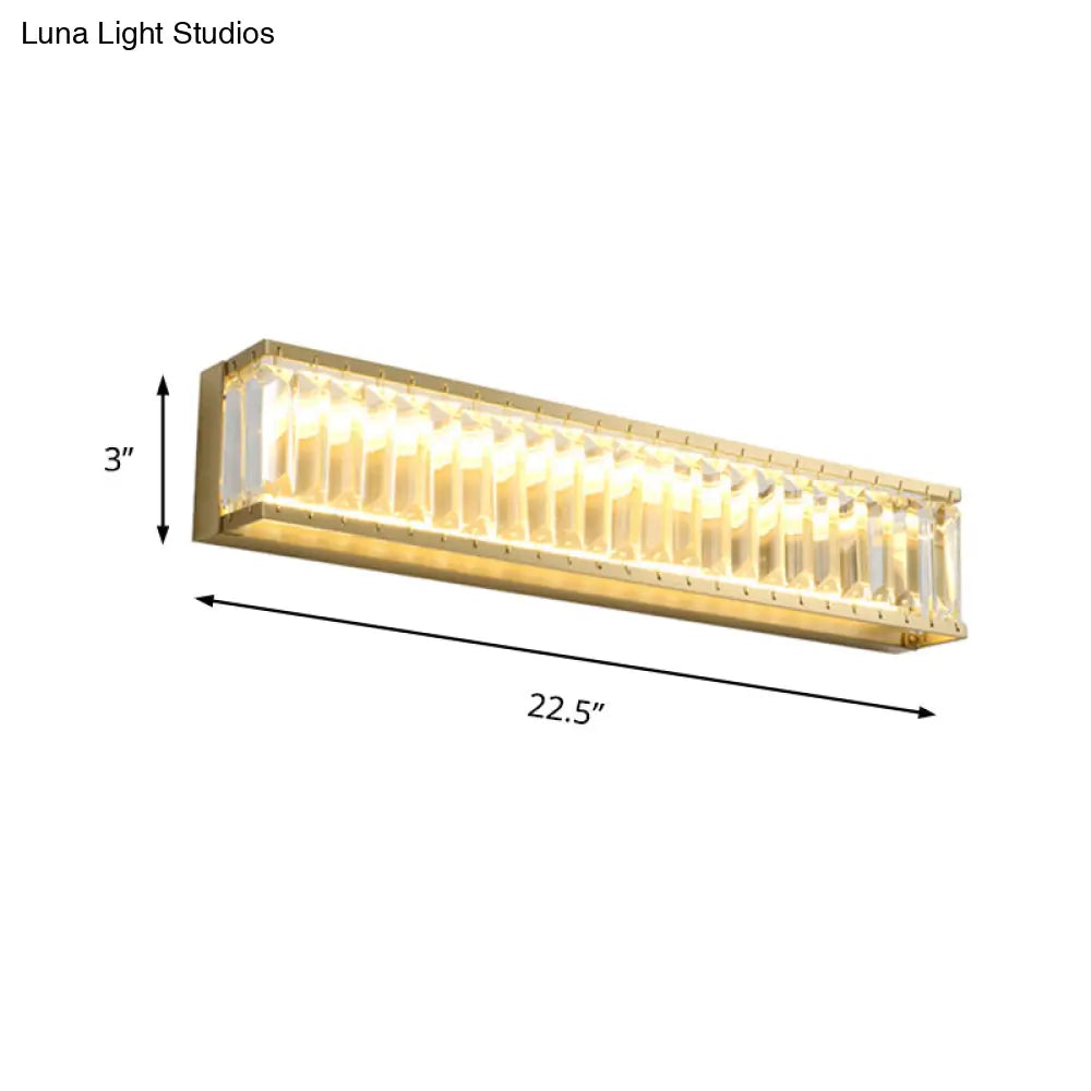 Traditional Crystal Brass Led Wall Lamp: 10/10.5/16-Inch Wide Round/Rectangle Sconce Light For