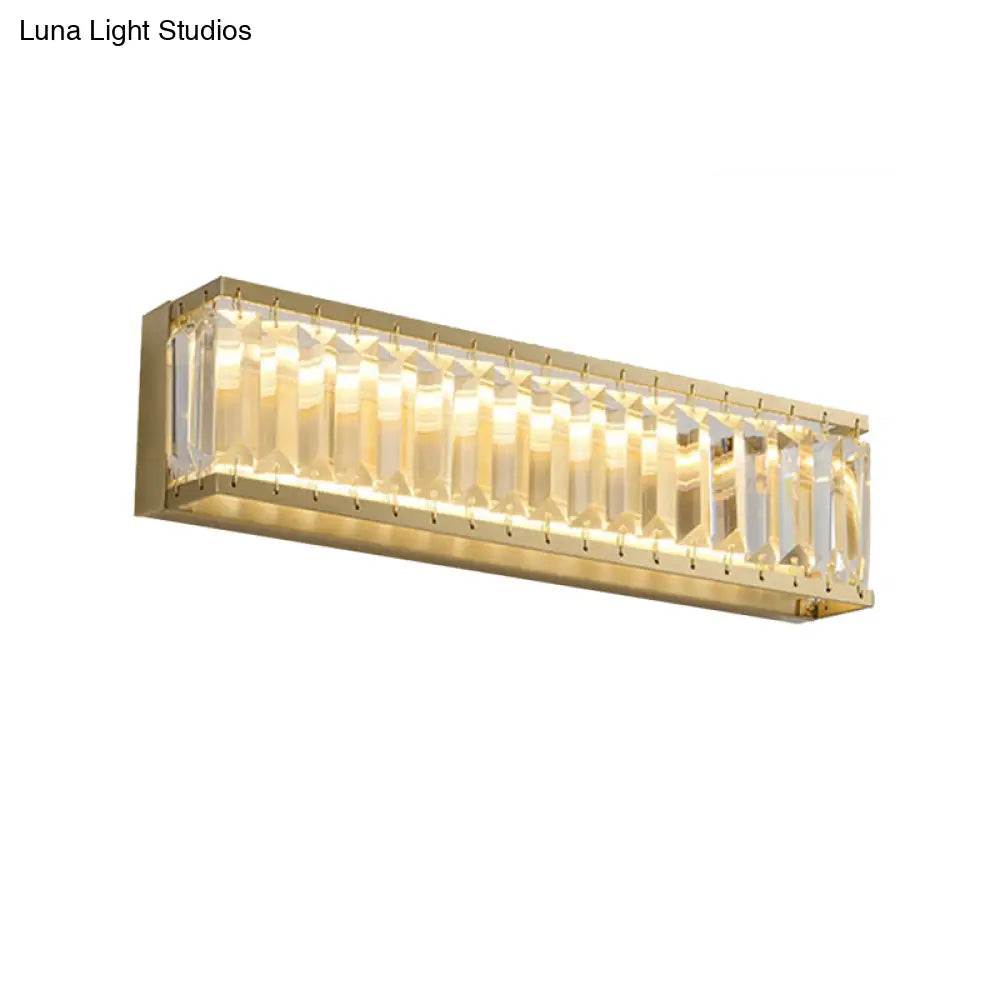 Traditional Crystal Brass Led Wall Lamp: 10/10.5/16-Inch Wide Round/Rectangle Sconce Light For