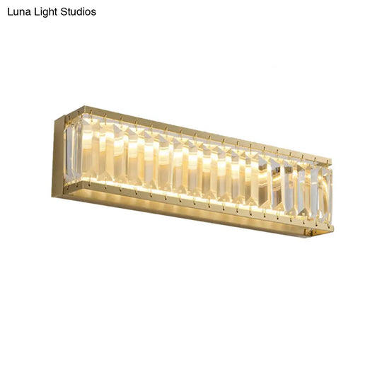 Traditional Crystal Brass Led Wall Lamp: 10/10.5/16-Inch Wide Round/Rectangle Sconce Light For