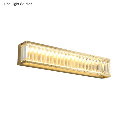 Traditional Crystal Brass Led Wall Lamp: 10/10.5/16-Inch Wide Round/Rectangle Sconce Light For