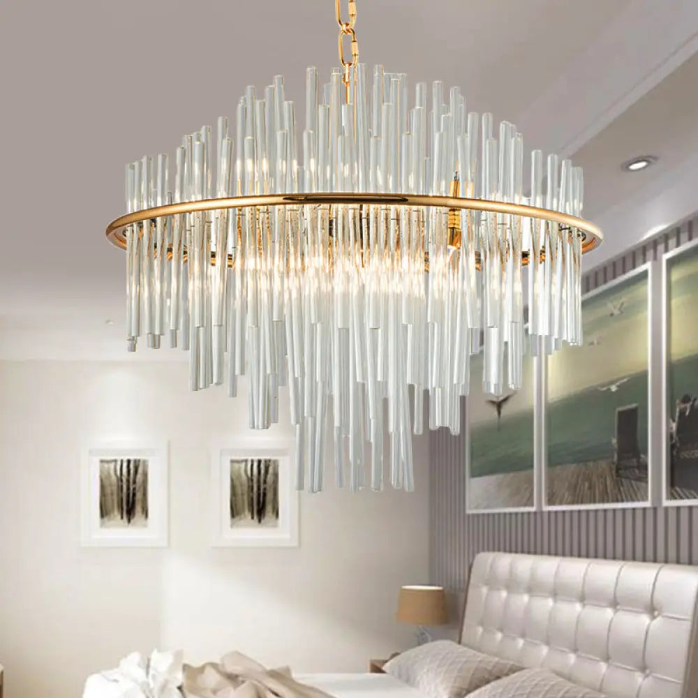 Traditional Crystal Chandelier Pendant Light - Elegant 4 Tiers Multiple Width & Options Gold