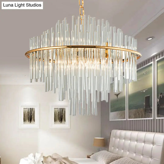 Traditional Crystal Chandelier Pendant Light - 4 Tiers Multiple Sizes Gold Ceiling Lamp 8/12/16