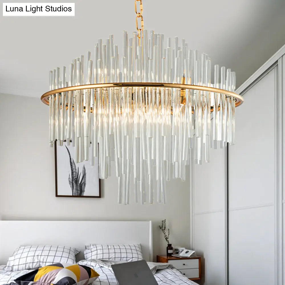 Traditional Crystal Chandelier Pendant Light - Elegant 4 Tiers Multiple Width & Options Gold