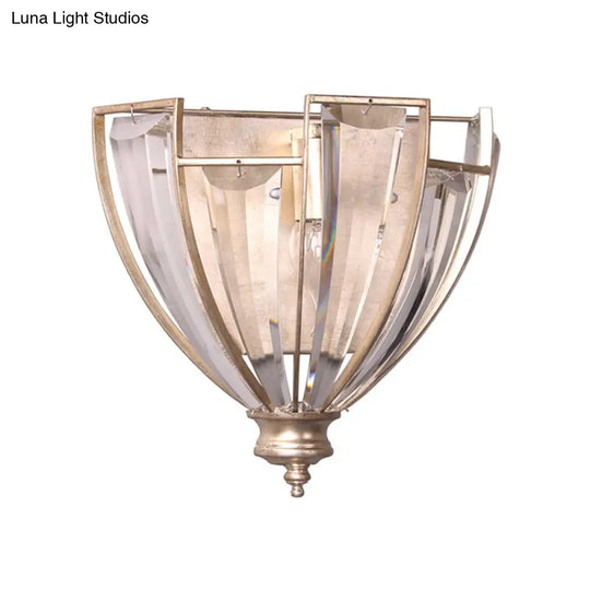 Traditional Crystal Dome Sconce Light - Sleek Contoured Wall Mount