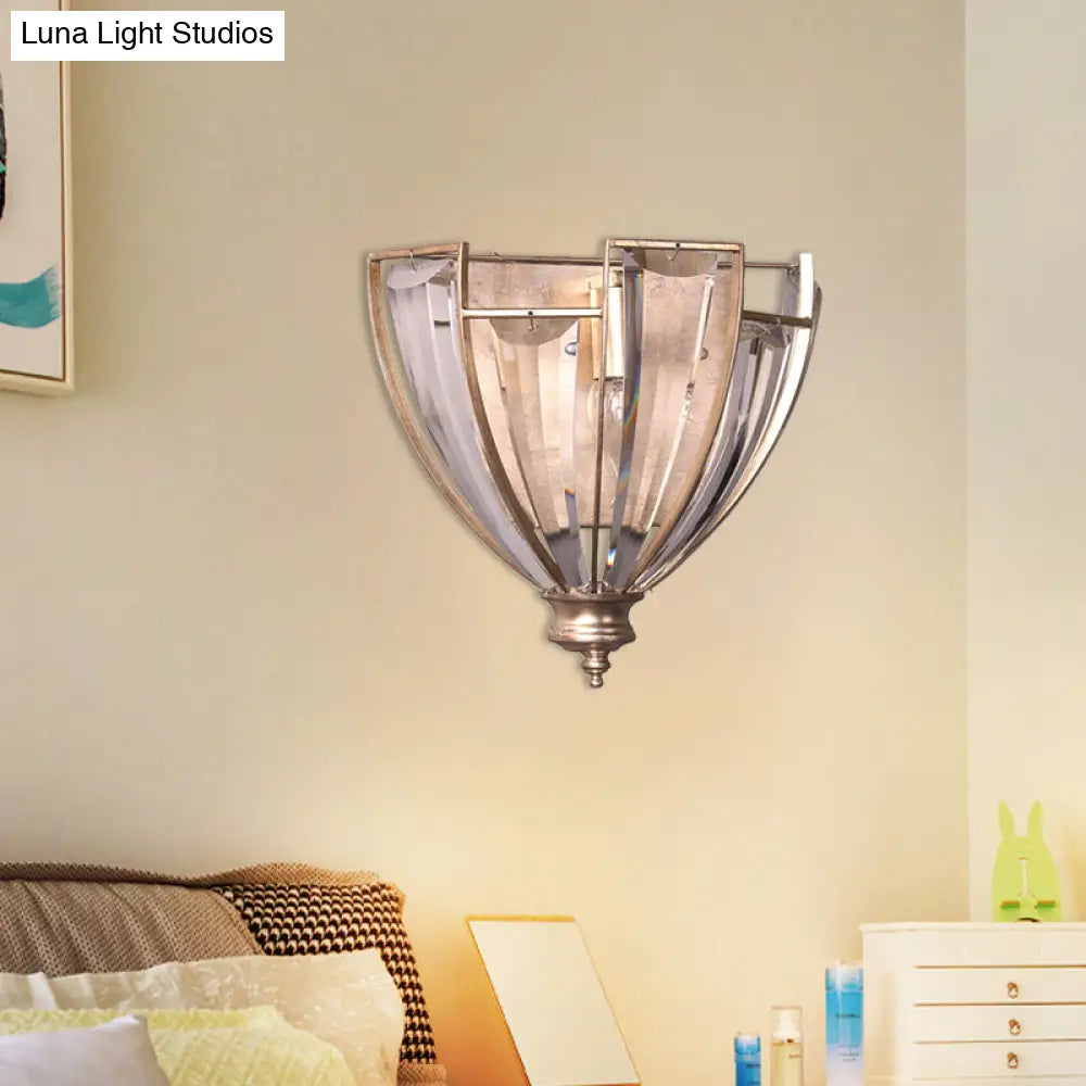 Traditional Crystal Dome Sconce Light - Sleek Contoured Wall Mount