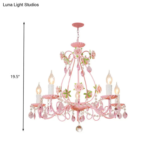 Traditional Crystal Pink Pendant Chandelier - Ceiling Fixture For Living Room (3 5 Or 8 Lights)