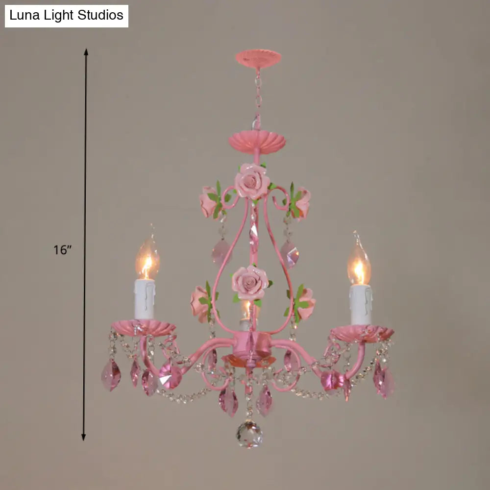 Traditional Crystal Pink Pendant Chandelier - Ceiling Fixture For Living Room (3 5 Or 8 Lights)