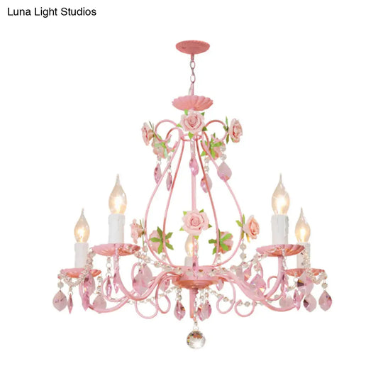 Traditional Crystal Pink Pendant Chandelier - Ceiling Fixture For Living Room (3 5 Or 8 Lights)