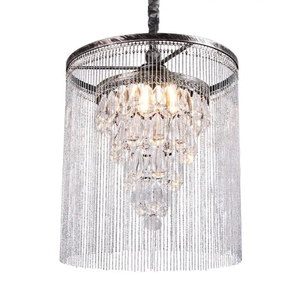 Traditional Crystal Tassel Pendant Chandelier - Silver 1/3 Heads Dining Table Ceiling Light 1 /