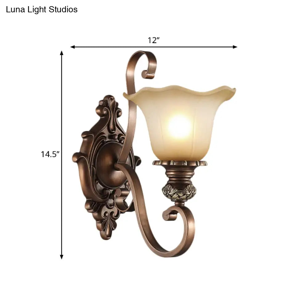 Traditional Crystal Wall Sconce With Floral Shade For Corridors - Coffee