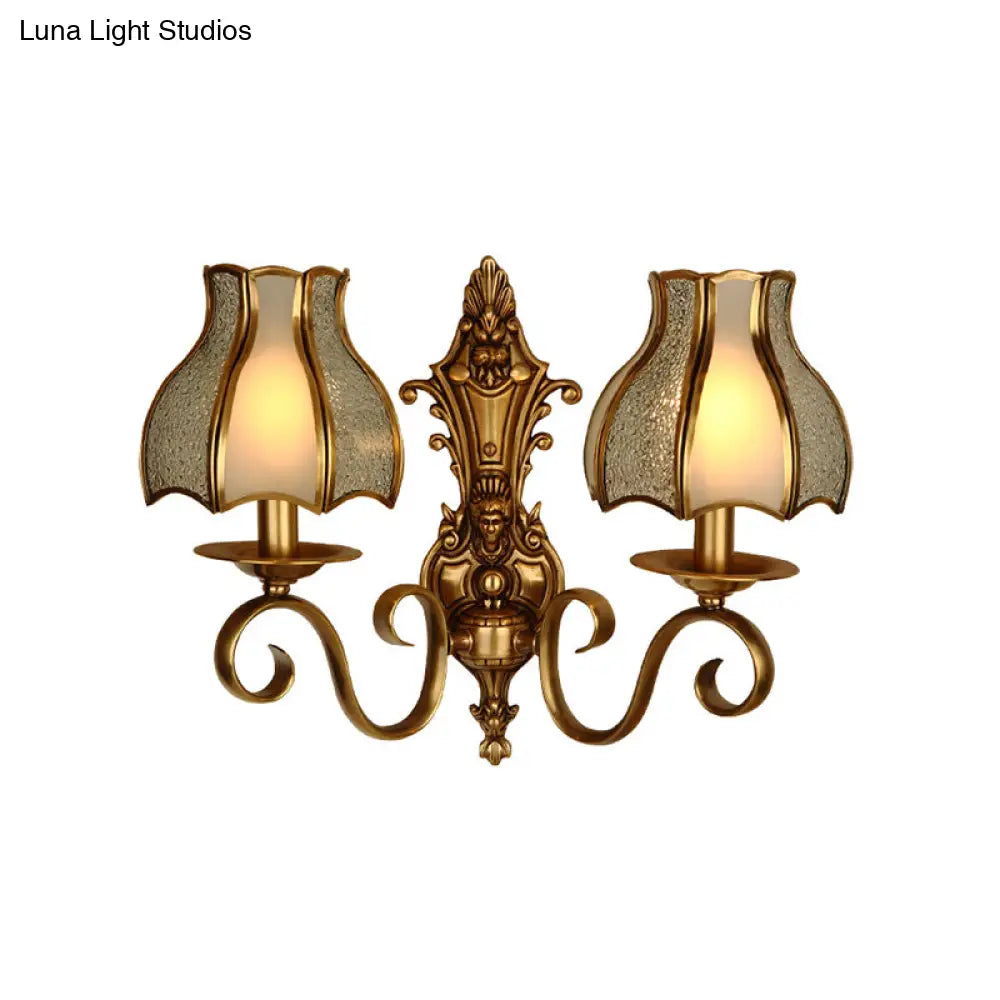 Traditional Curved Brass Wall Sconce With 1/2-Light For Living Room