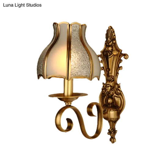 Traditional Curved Brass Wall Sconce With 1/2-Light For Living Room