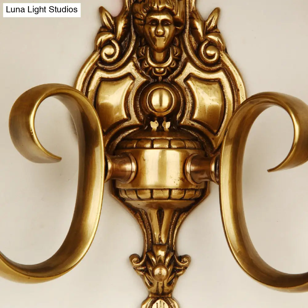 Traditional Curved Brass Wall Sconce With 1/2-Light For Living Room