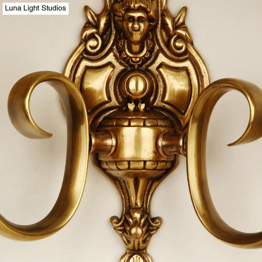 Traditional Curved Brass Wall Sconce With 1/2-Light For Living Room