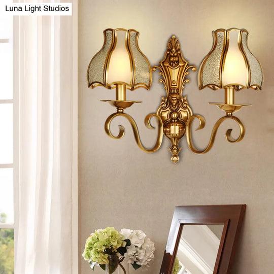 Traditional Curved Brass Wall Sconce With 1/2-Light For Living Room