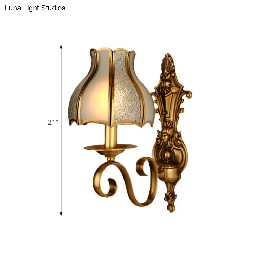 Traditional Curved Brass Wall Sconce With 1/2-Light For Living Room