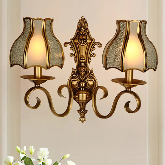 Traditional Curved Brass Wall Sconce With 1/2-Light For Living Room 2 /