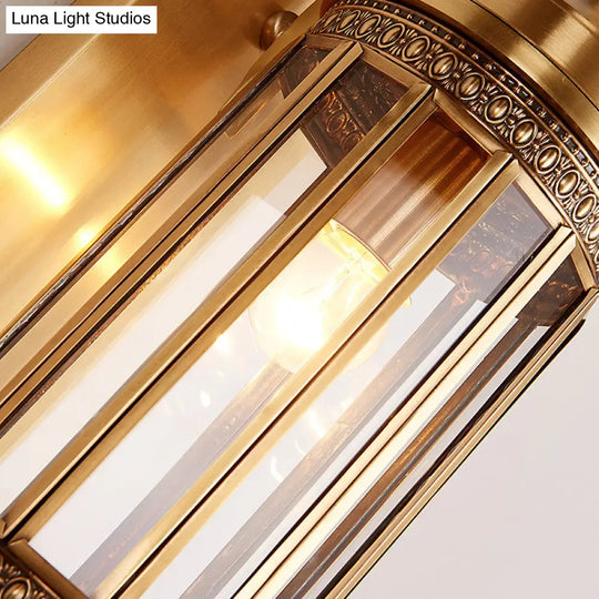 Traditional Cylinder Metal Sconce Light - 1/3-Bulb Brass Entry Wall Fixture 6.5/10 Wide