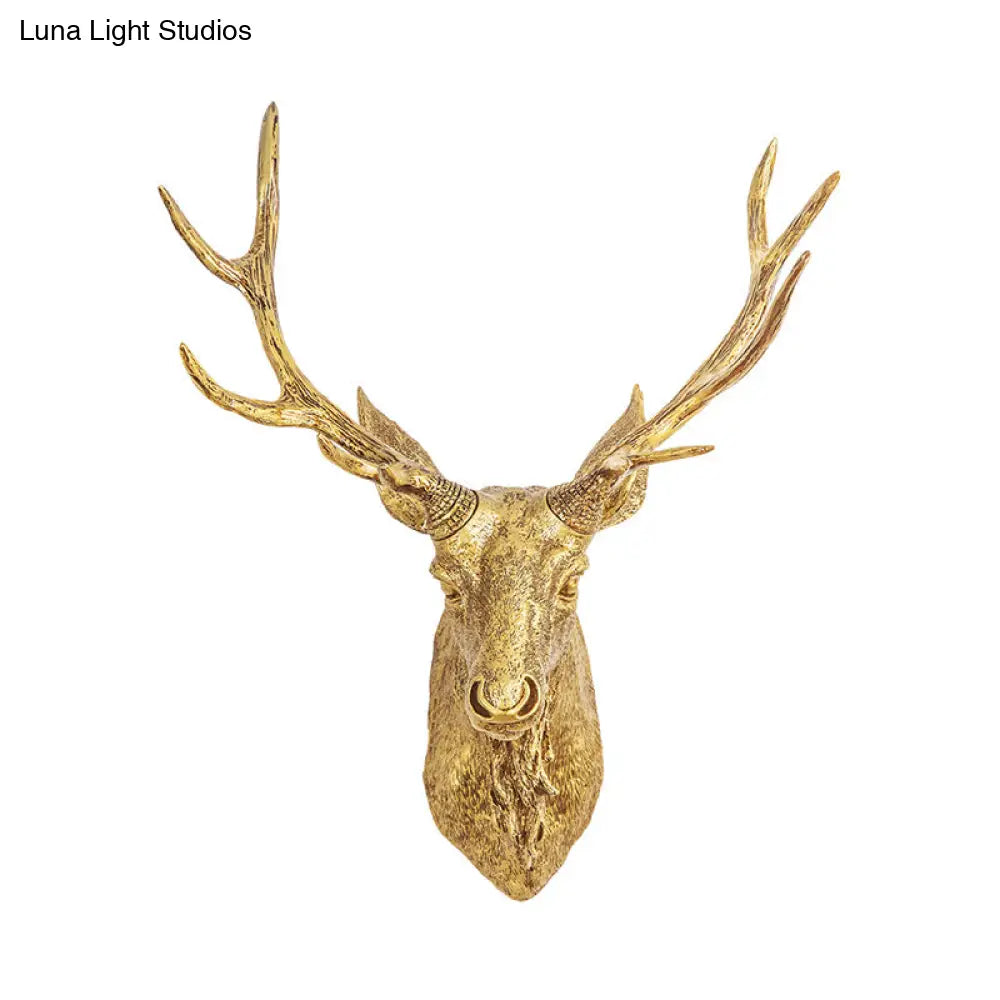 Traditional Deer Head Wall Light In Resin Grey/Silver/Bronze With 1 Sconce