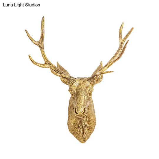 Traditional Deer Head Wall Light In Resin Grey/Silver/Bronze With 1 Sconce