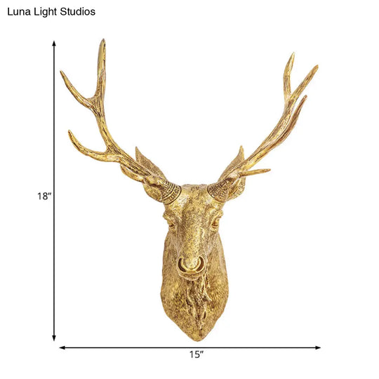 Traditional Deer Head Wall Light In Resin Grey/Silver/Bronze With 1 Sconce