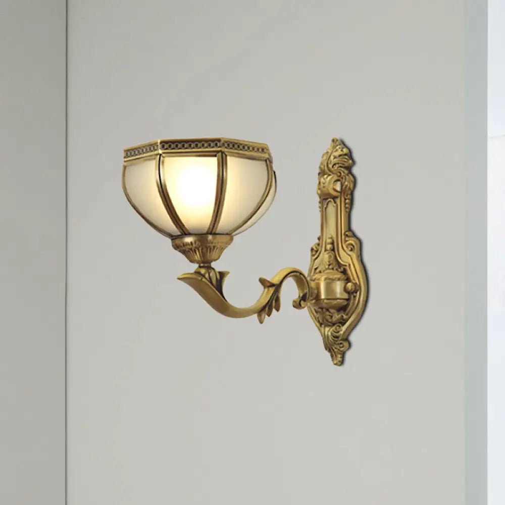 Traditional Dome Metal Sconce Light: Brass Living Room Wall Fixture 1 /