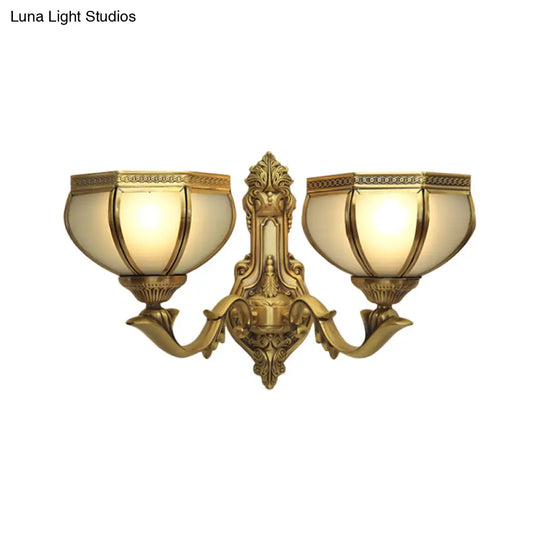 Traditional Dome Metal Sconce Light: Brass Living Room Wall Fixture