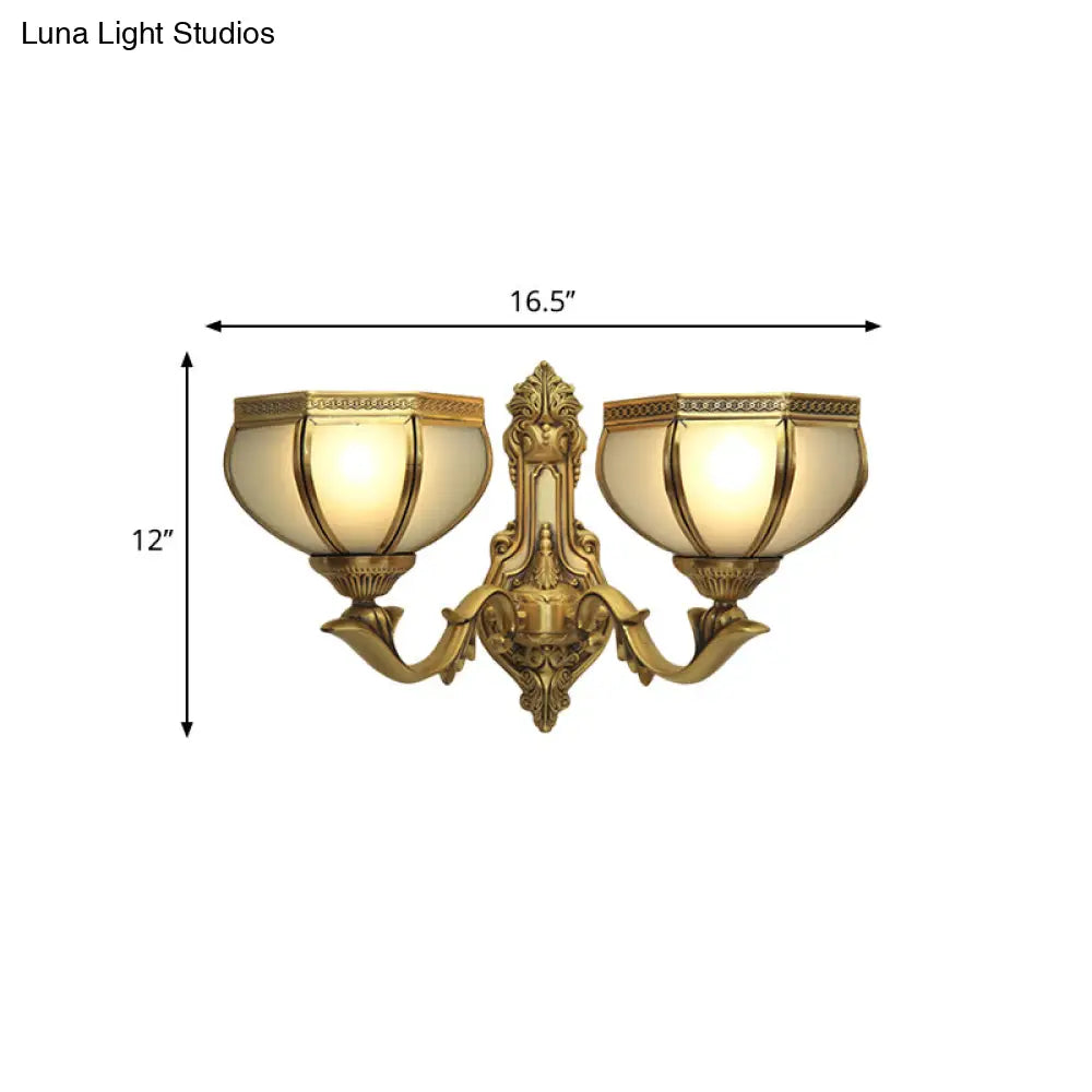 Traditional Dome Metal Sconce Light: Brass Living Room Wall Fixture