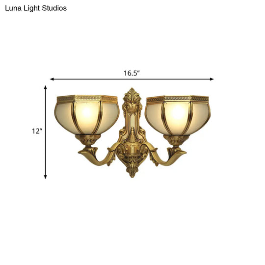 Traditional Dome Metal Sconce Light: Brass Living Room Wall Fixture