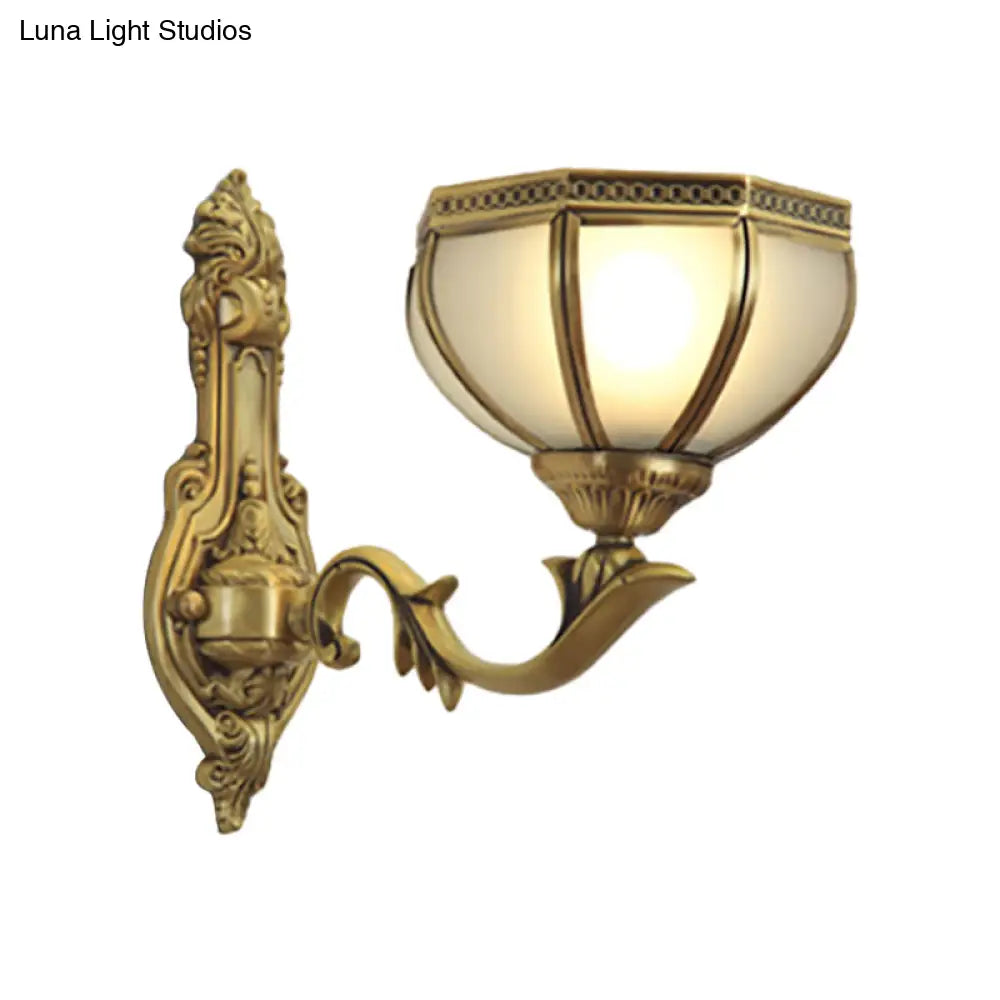 Traditional Dome Metal Sconce Light: Brass Living Room Wall Fixture