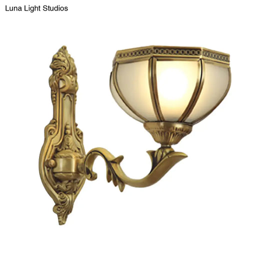 Traditional Dome Metal Sconce Light: Brass Living Room Wall Fixture