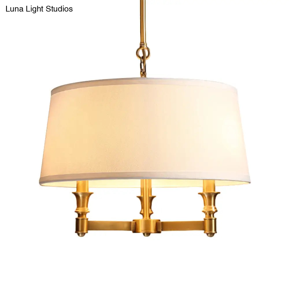 Traditional Drum Chandelier Light - White 3 Lights Ideal For Dining Room Pendant Lighting