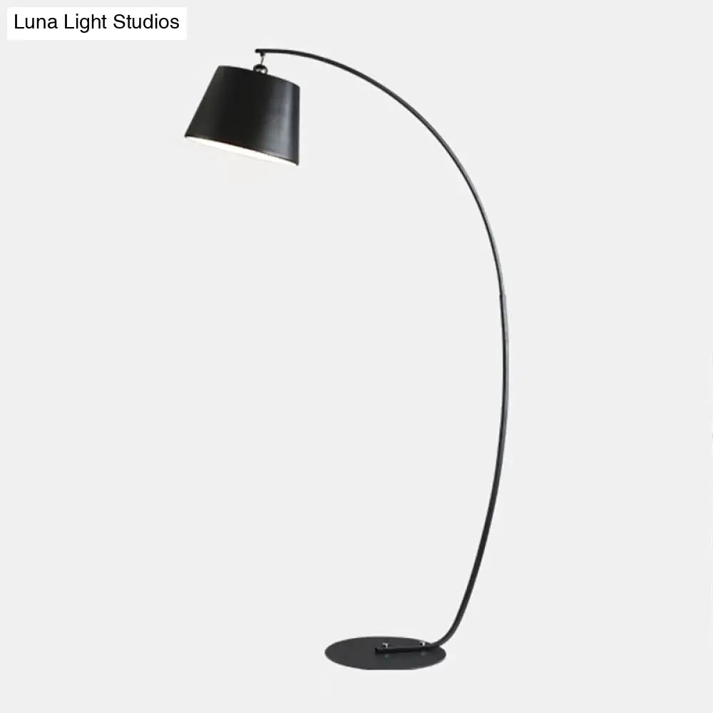 Traditional Empire Shade Floor Lamp With Arc Arm For Living Room - Elegant Standing Light