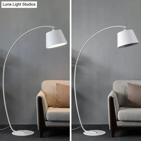 Traditional Empire Shade Floor Lamp With Arc Arm For Living Room - Elegant Standing Light