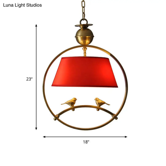 Traditional Fabric Conical Pendant Light - 1 Hanging Ceiling For Living Room White/Black/Red