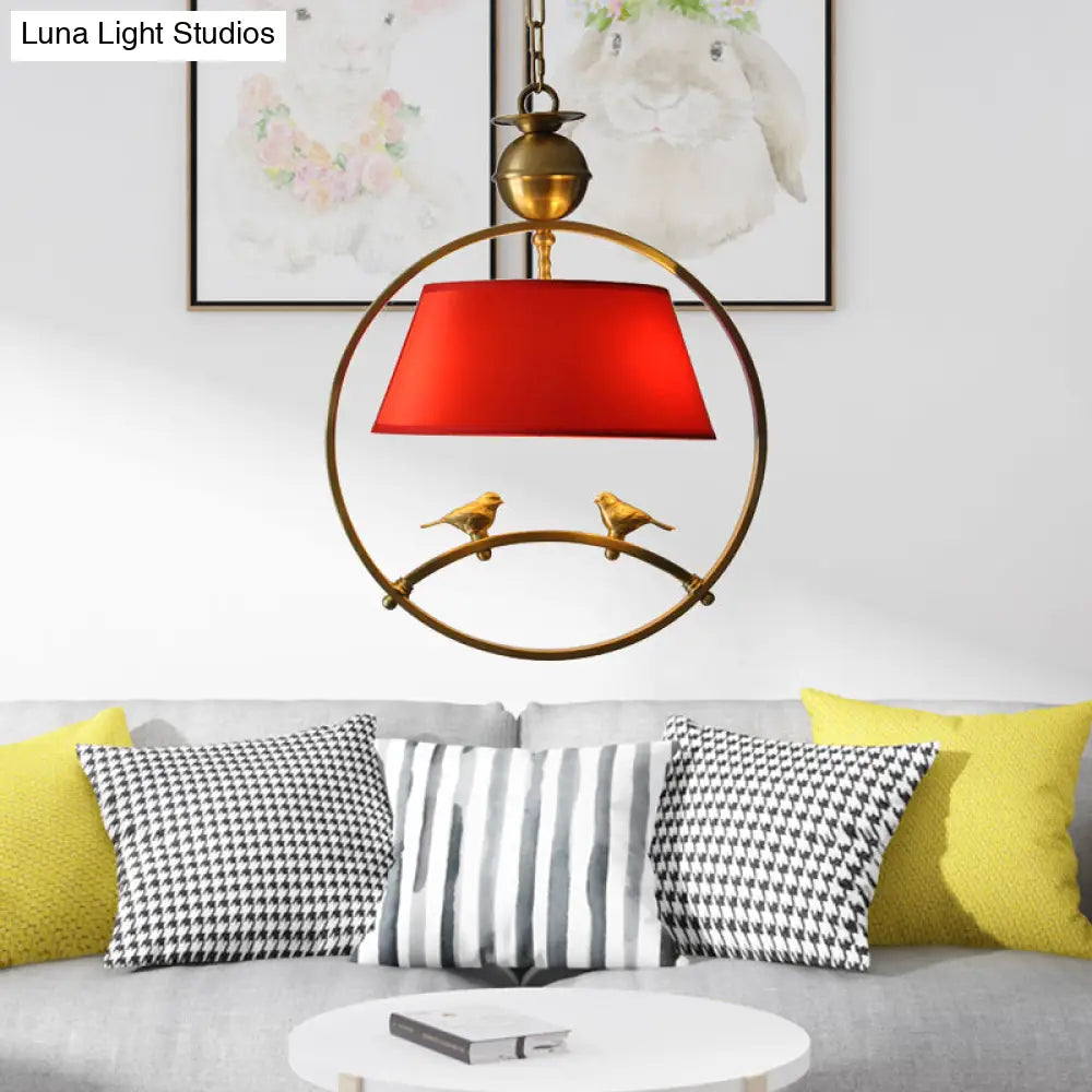 Traditional Fabric Conical Pendant Light - 1 Hanging Ceiling For Living Room White/Black/Red