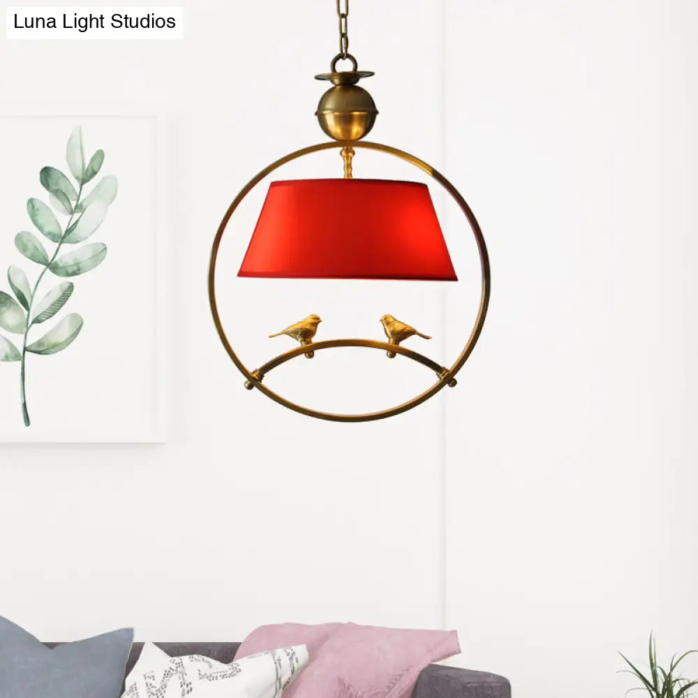 Traditional Fabric Conical Pendant Light - 1 Hanging Ceiling For Living Room White/Black/Red