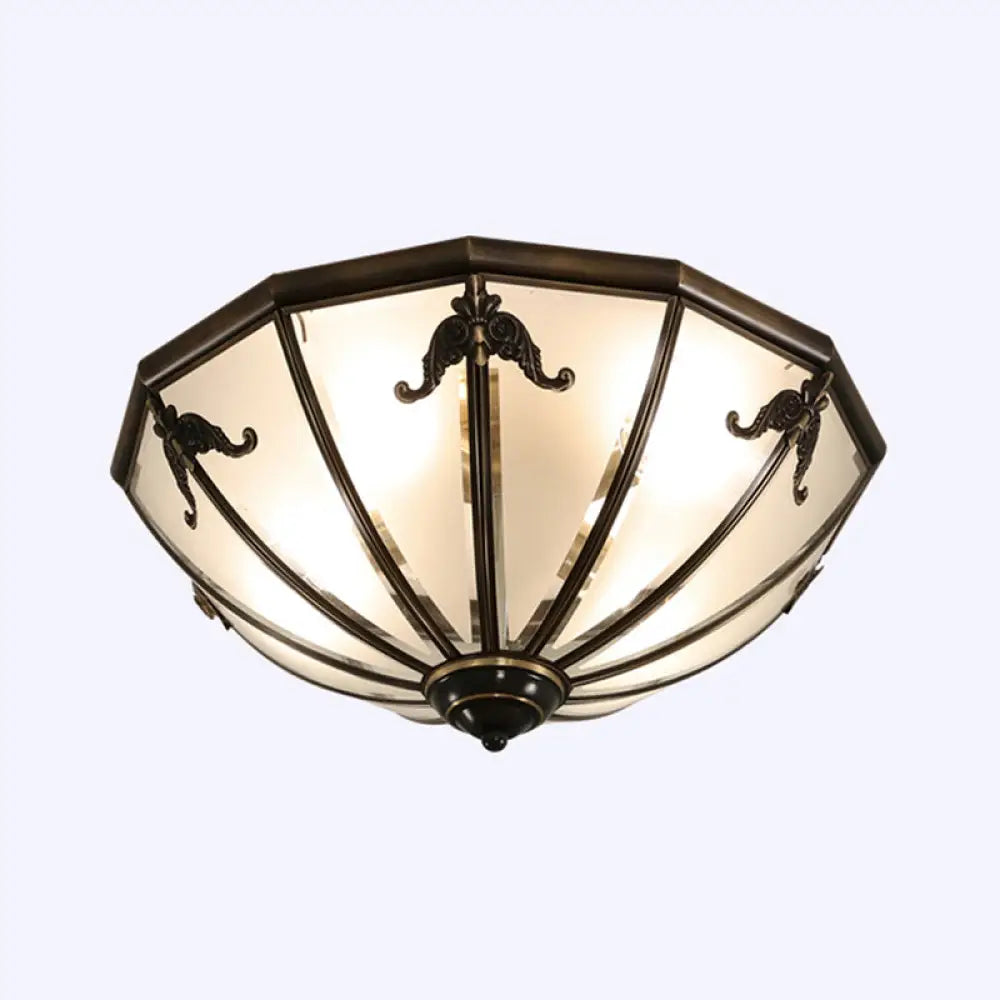 Traditional Flush Mount Ceiling Light For Dining Rooms - Dome Frosted Glass Shade Black / 14’
