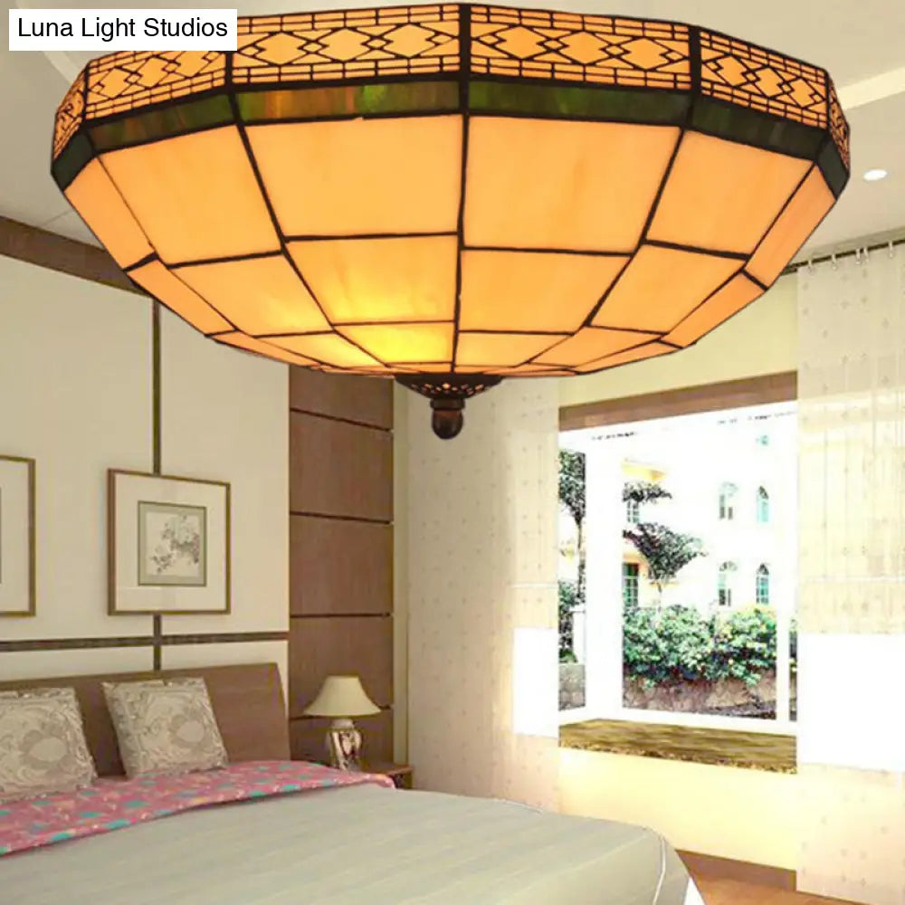 Traditional Flush Mount Glass Ceiling Lamp - Bedroom Lighting