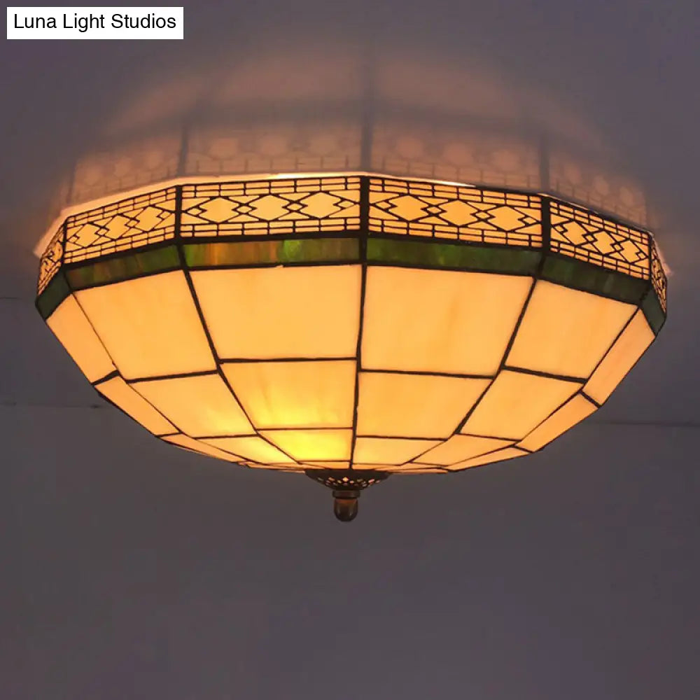 Traditional Flush Mount Glass Ceiling Lamp - Bedroom Lighting