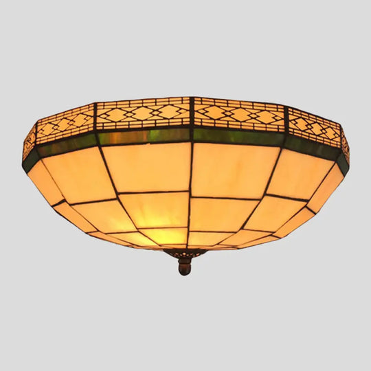 Traditional Flush Mount Glass Ceiling Lamp - Bedroom Lighting Beige / 12’