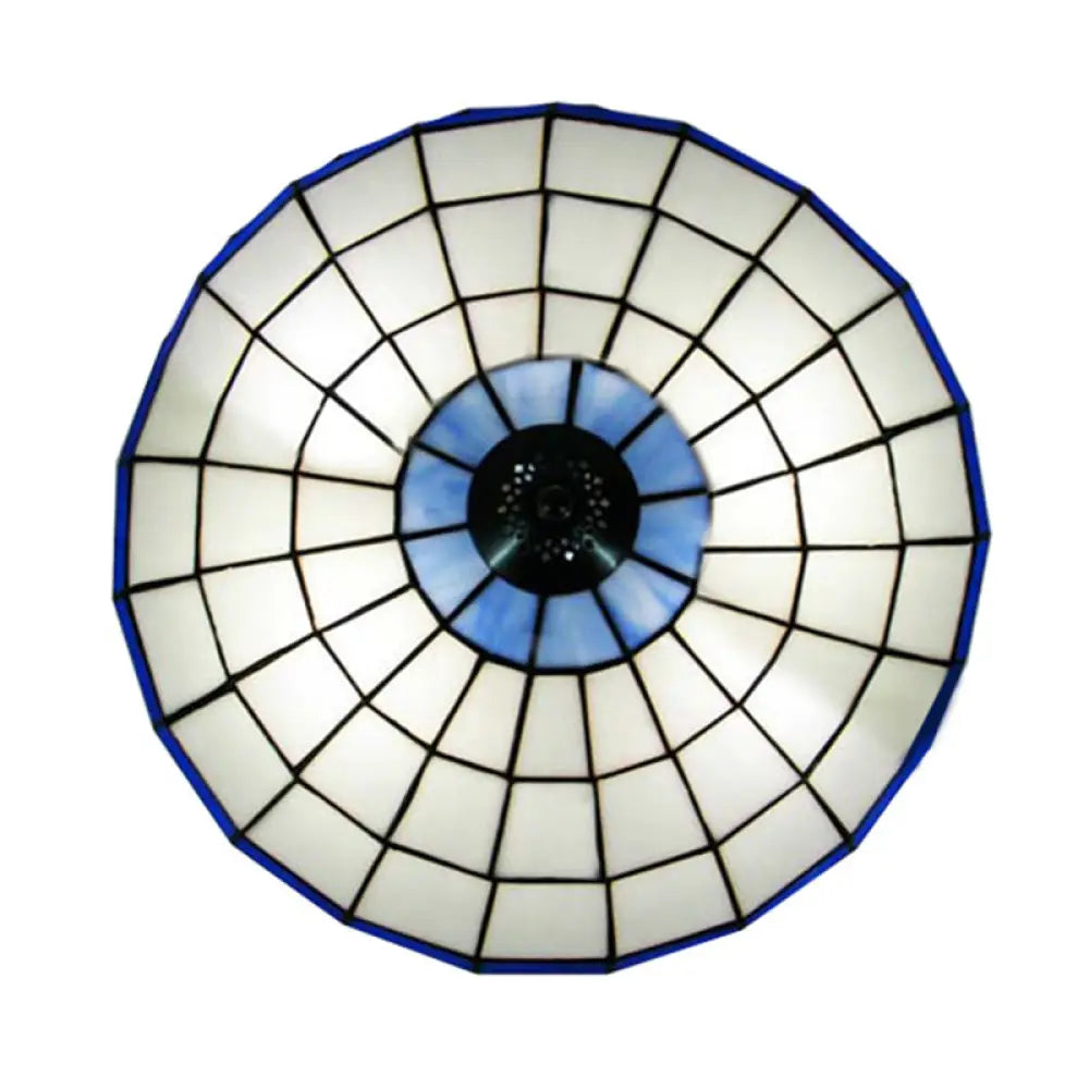Traditional Flush Mount Glass Ceiling Lamp - Bedroom Lighting Blue / 12’