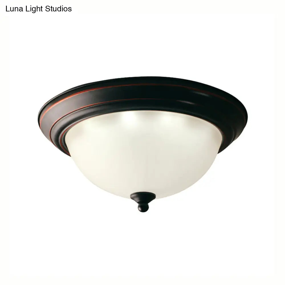 Traditional Flush Mount Led Ceiling Lamp - Black Bowl Design For Living Room (11’ 15’ 19’)