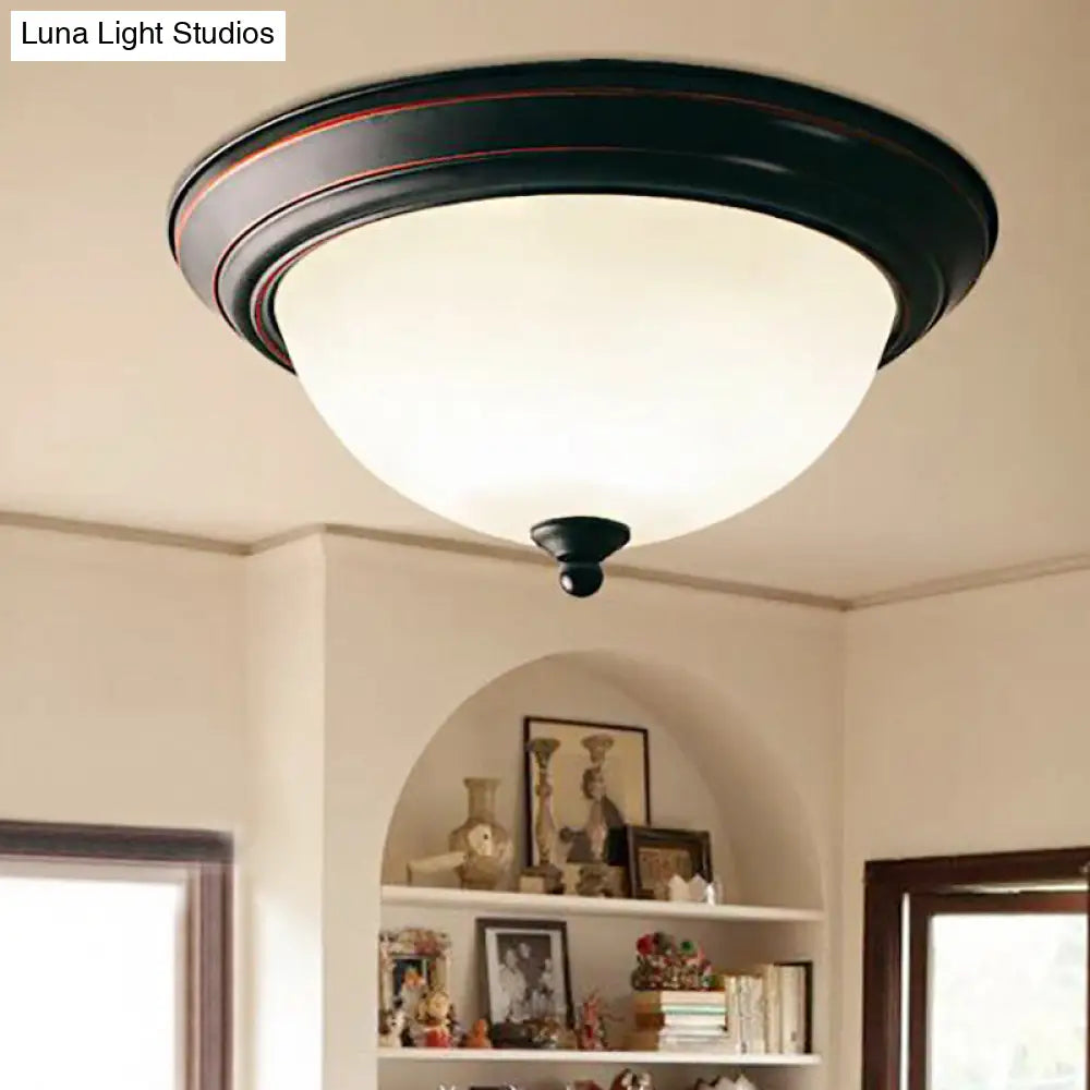 Traditional Flush Mount Led Ceiling Lamp - Black Bowl Design For Living Room (11 15 19) Warm/White