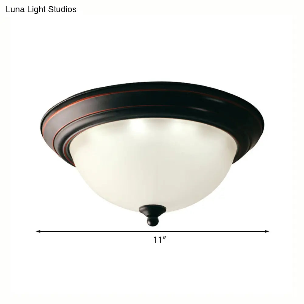 Traditional Flush Mount Led Ceiling Lamp - Black Bowl Design For Living Room (11’ 15’ 19’)