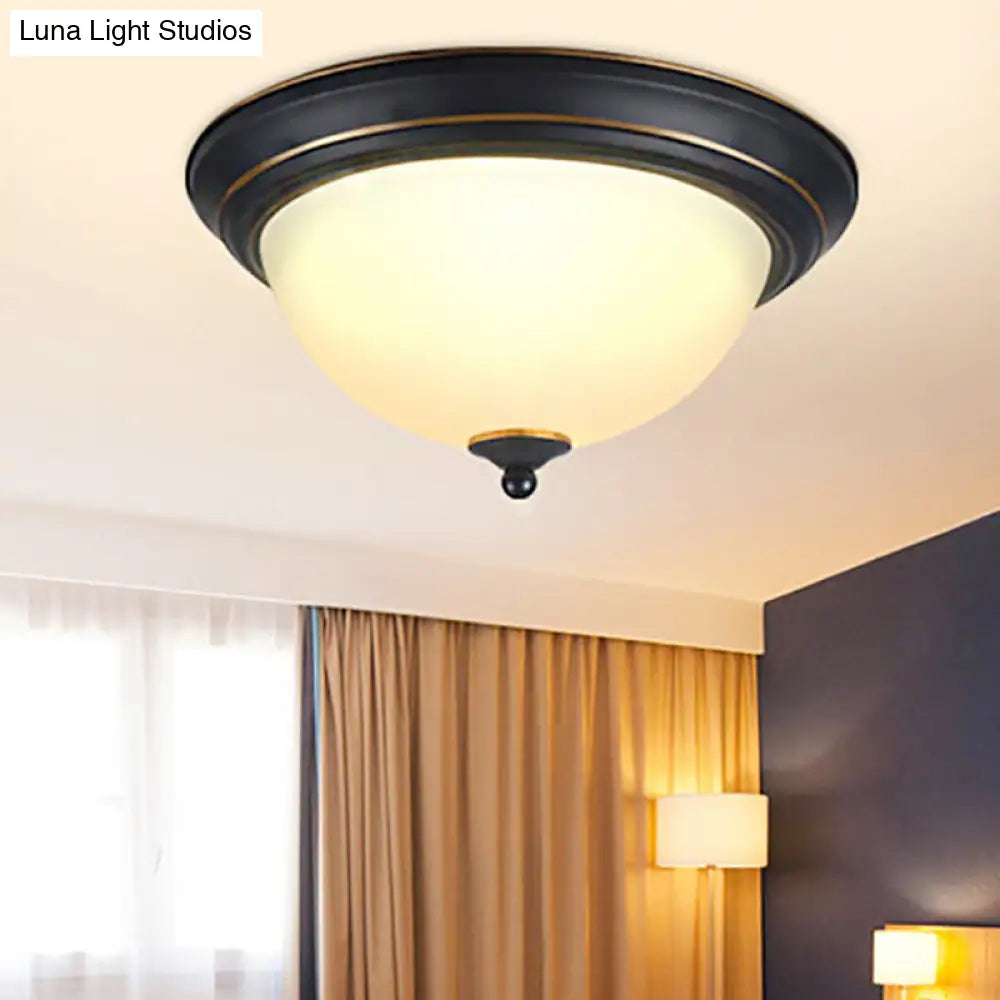 Traditional Flush Mount Led Ceiling Lamp - Black Bowl Design For Living Room (11 15 19) Warm/White