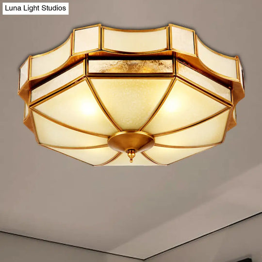 Traditional Frosted Glass Ceiling Flush Mount - Brass Finish 14/18/19.5 W