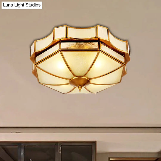 Traditional Frosted Glass Ceiling Flush Mount - Brass Finish 14/18/19.5 W / 14